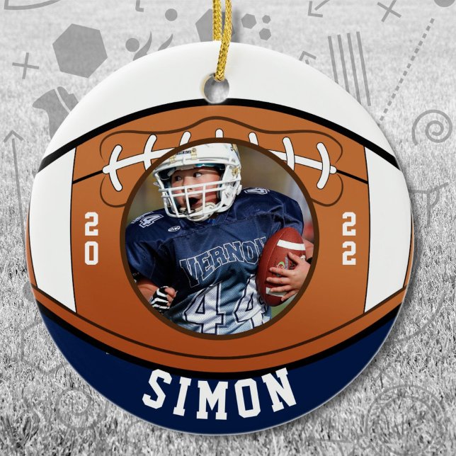 Football Navy White Team Colours Ceramic Tree Decoration (Creator Uploaded)