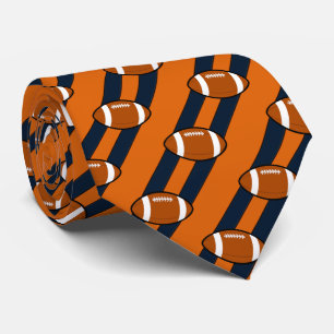 Football Necktie Orange and Black Stripes