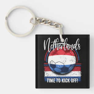 Football Netherlands Flag Euro, Distressed Flag Key Ring