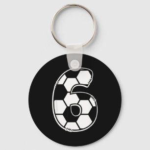 Football Number 6 Kids Birthday Soccer Maths Day  Key Ring