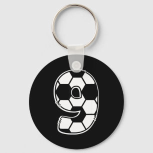 Football Number 9 Kids Birthday Soccer Maths Day  Key Ring