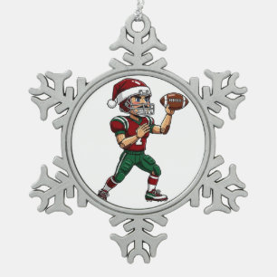 Football Nutcracker Christmas 2026 Holiday Sports  Snowflake Pewter Christmas Ornament