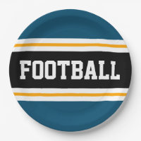 FOOTBALL Ocean Teal Black White Yellow Stripes