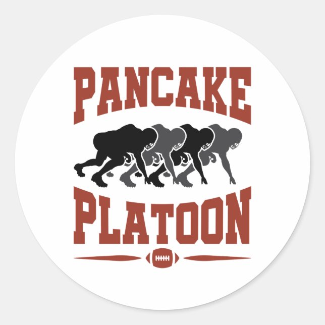 Football Offensive Lineman Pancake Platoon Classic Round Sticker (Front)