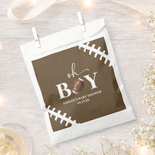 Football Oh Boy Brown White Baby Shower Favour Bags