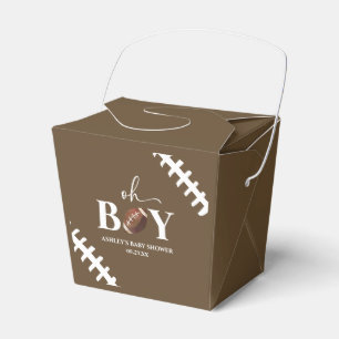 Football Oh Boy Brown White Baby Shower Favour Box