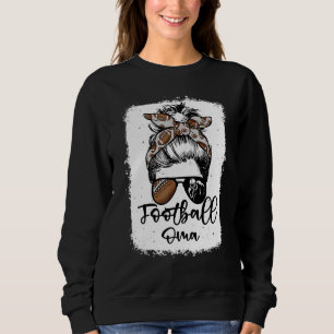 Football Oma Vintage Leopard Messy Bun Bleached Sweatshirt