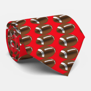 Football On Burnt Red  Necktie