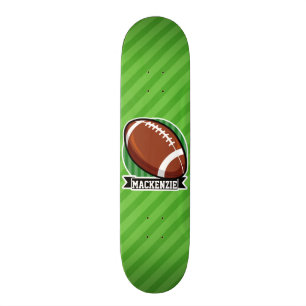 Football on Green Stripes Skateboard
