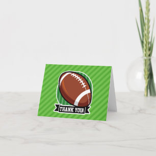 Football on Green Stripes Thank You Card