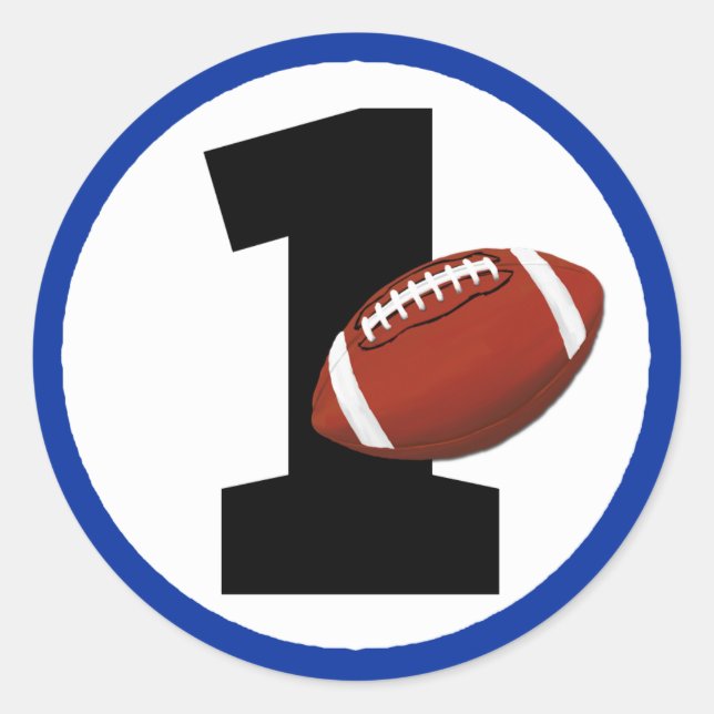 Football One First Birthday Baby Sports Party Clas Classic Round Sticker (Front)