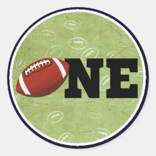 Football One First Birthday Baby Sports Party Classic Round Sticker