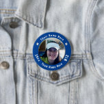 Football or Any Athletic Sport Spirit Photo blue 7.5 Cm Round Badge<br><div class="desc">All text is adjustable! Find your favourite sports photo to make this your own! Great for tournaments and game days. Wear your sport spirit button with pride. Other colours available. Also find car flags,  can coolers,  car magnets,  and other team support products in my shop.</div>