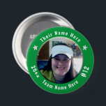 Football or Any Athletic Sport Spirit Photo green 7.5 Cm Round Badge<br><div class="desc">All text is adjustable! Find your favourite sports photo to make this your own! Great for tournaments and game days. Wear your sport spirit button with pride. Other colours available. Also find car flags,  can coolers,  car magnets,  and other team support products in my shop.</div>