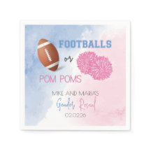Football or Pom Poms gender reveal napkins