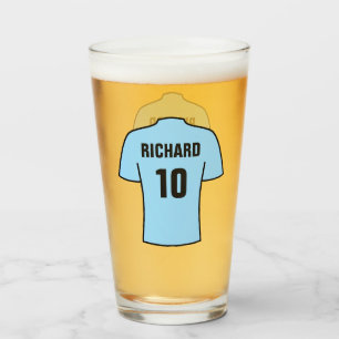 Football or Soccer Shirt Sky Blue Supporter Fan Glass