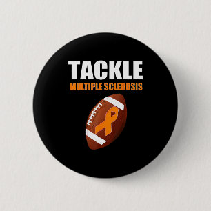 Football Orange Ribbon Multiple Sclerosis Awarenes 6 Cm Round Badge