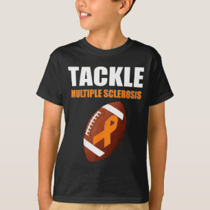 Football Orange Ribbon Multiple Sclerosis Awarenes T-Shirt