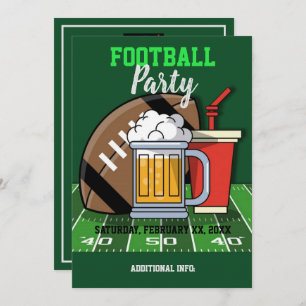 Football Party Green Invitation