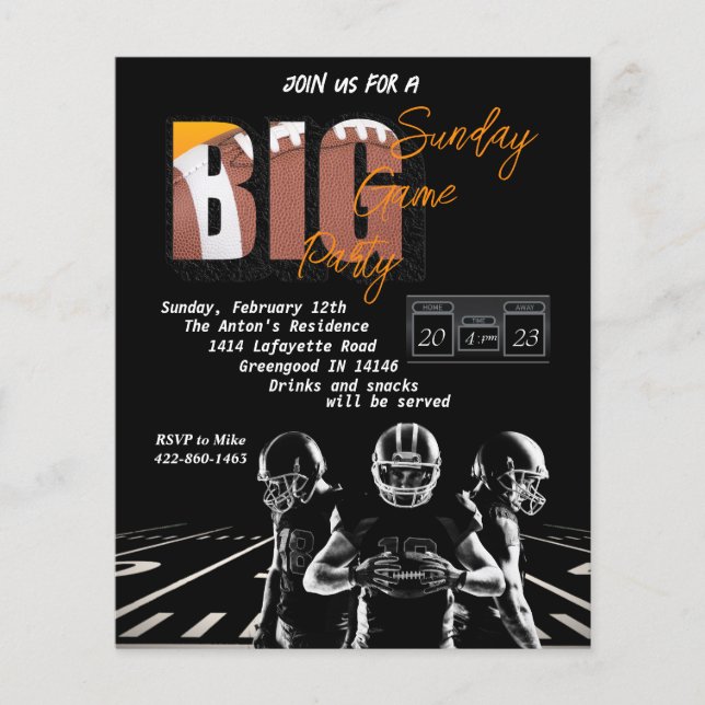 Football Party Invitation Flyer (Front)