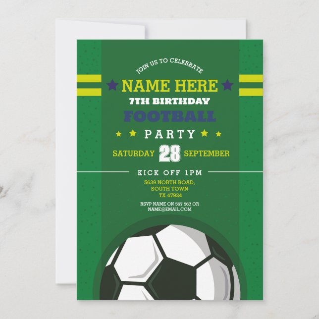 Football Party Invite Birthday Boys Invitation (Front)