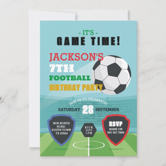 Football Party Invite Birthday Boys Invitation (Front)