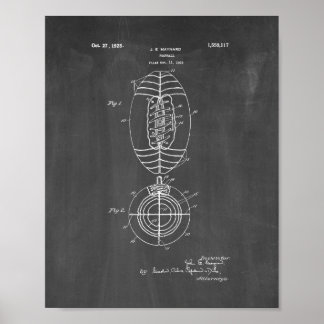 Football Patent - Chalkboard Poster