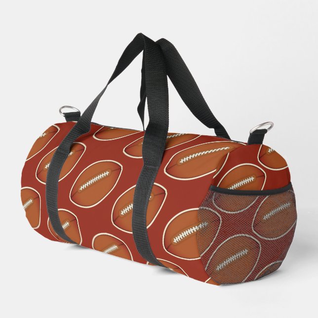 Football Pattern Brown Screwball Graphics Duffle Bag (Right Corner)