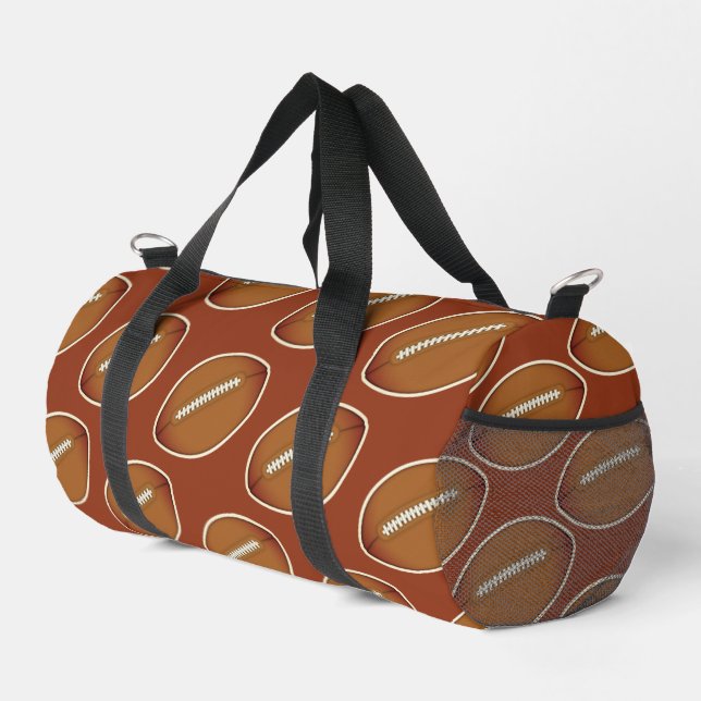 Football Pattern Brown Screwball Graphics Duffle Bag (Right Corner)