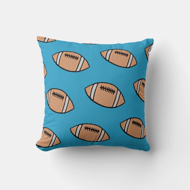 Football Pattern On Blue Background Cushion (Front)