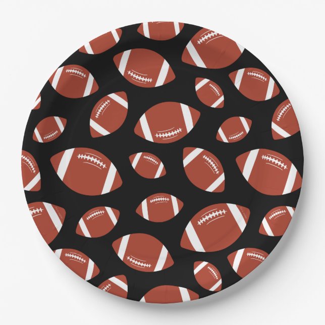 Football Pattern Paper Plate (Front)