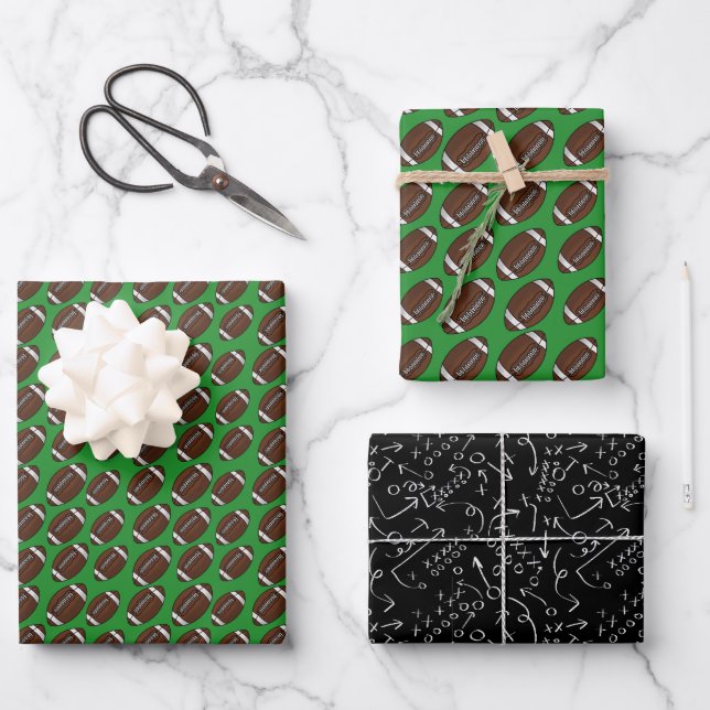 Football Patterns Wrapping Paper Sheet (Front)