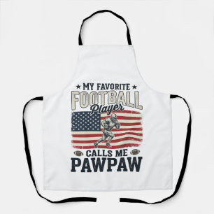 Football Pawpaw Vintage American Flag Shirt Design Apron