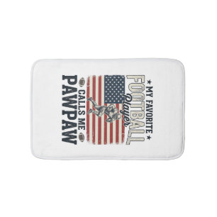 Football Pawpaw Vintage American Flag Shirt Design Bath Mat