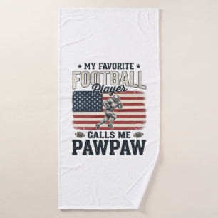 Football Pawpaw Vintage American Flag Shirt Design Bath Towel