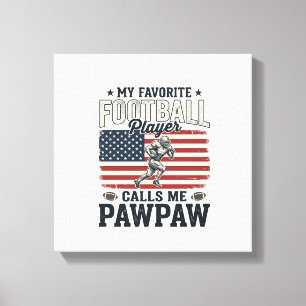 Football Pawpaw Vintage American Flag Shirt Design Canvas Print
