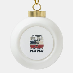 Football Pawpaw Vintage American Flag Shirt Design Ceramic Ball Christmas Ornament