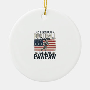 Football Pawpaw Vintage American Flag Shirt Design Ceramic Tree Decoration