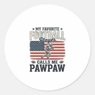 Football Pawpaw Vintage American Flag Shirt Design Classic Round Sticker