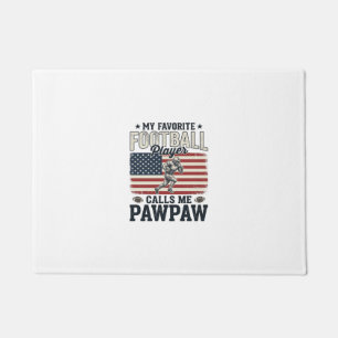 Football Pawpaw Vintage American Flag Shirt Design Doormat