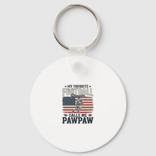 Football Pawpaw Vintage American Flag Shirt Design Key Ring