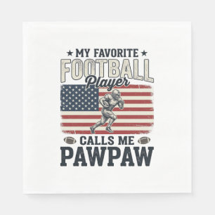 Football Pawpaw Vintage American Flag Shirt Design Napkin