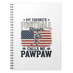Football Pawpaw Vintage American Flag Shirt Design Notebook