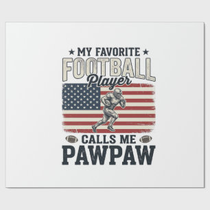 Football Pawpaw Vintage American Flag Shirt Design Wrapping Paper