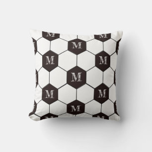 Football personalised Gift Soccer pattern Initial Cushion