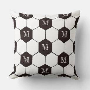 Football personalised Gift Soccer pattern Initial Cushion
