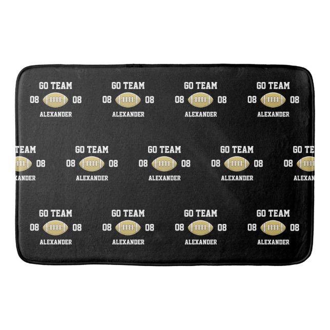 Football Personalised Monogram name Go  Bath Mat (Front)