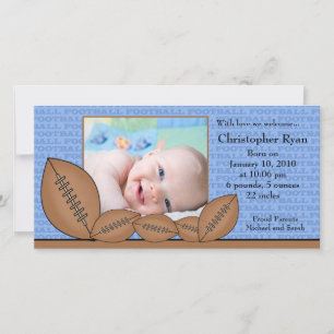 Football PHOTO  Boy Birth Announcement