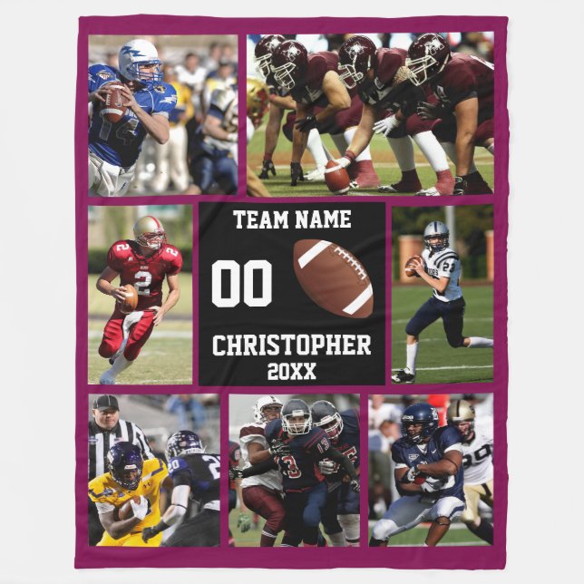 Football photo collage fleece blanket (Front)