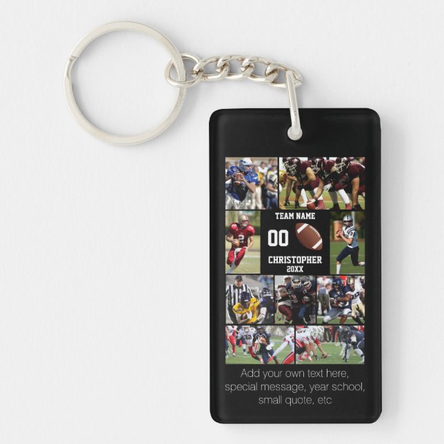 Football photo collage key ring (Front)